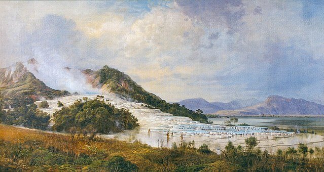 Cuadro "Las terrazas blancas, Rotomahana", de Charles Blomfield