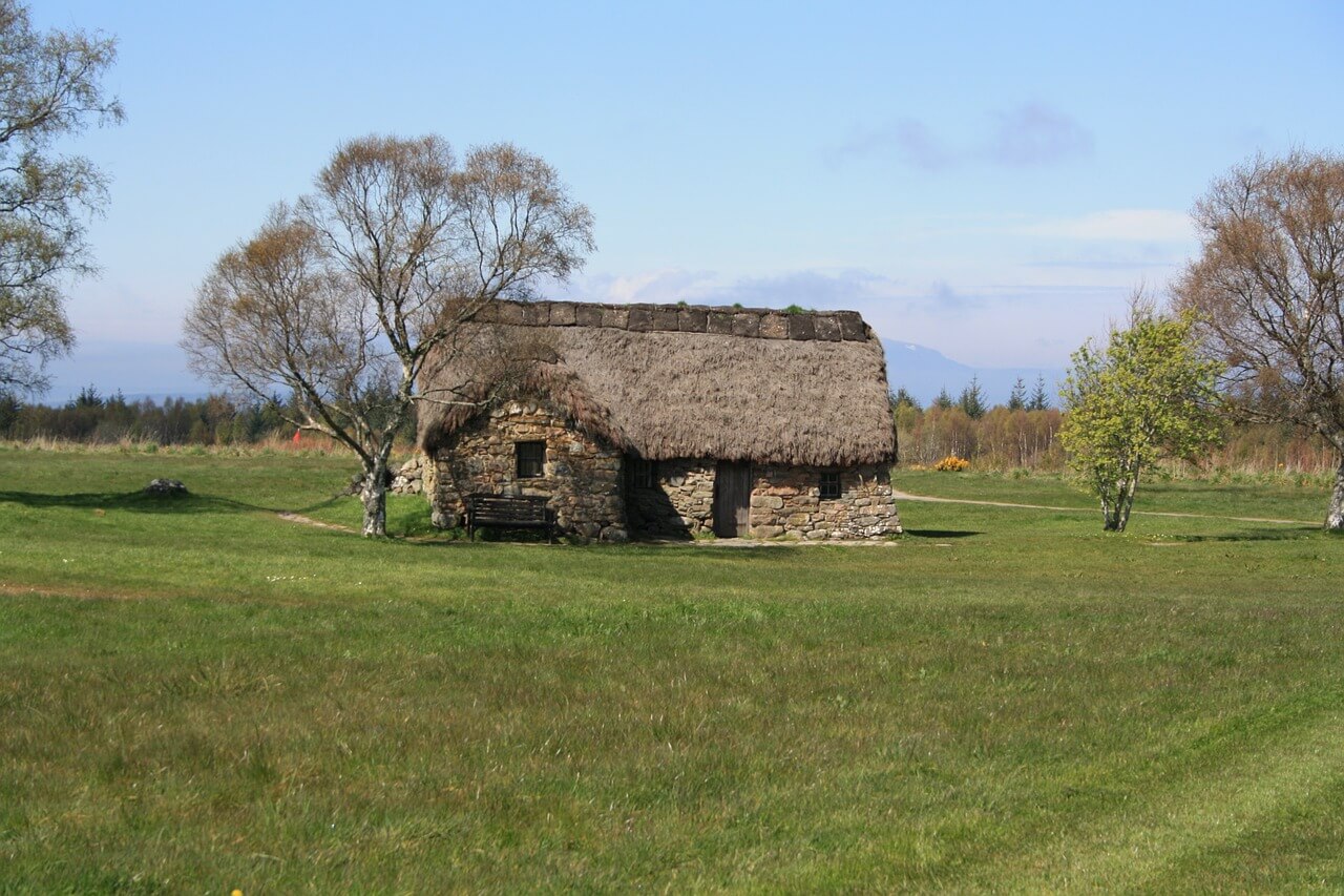 Leanach Cottage en el campo de batalla de Culloden