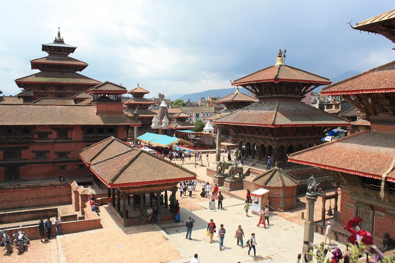 Vista de la plaza Durbar en Katamandú en Nepal 