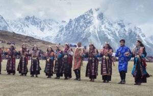 Celebración durante el Festival de Highlander en Bután.
