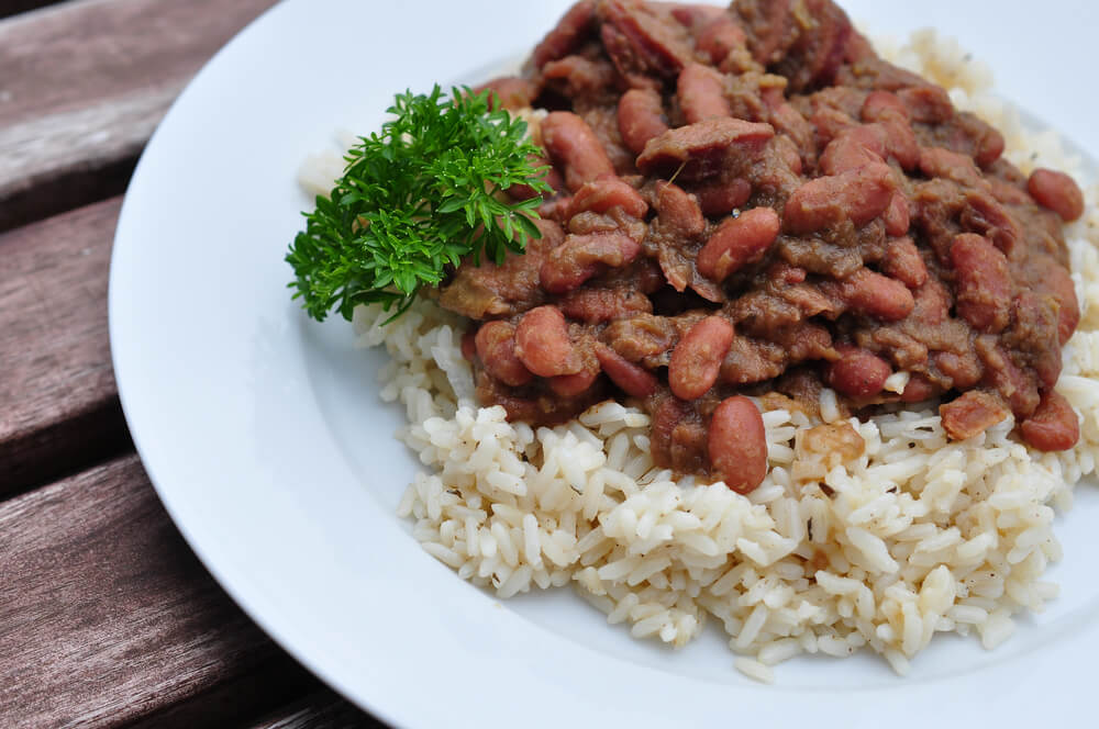 Arroz con alubias rojas