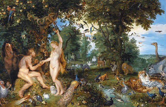 Cuadro El jardín del Edén con el Pecado Original