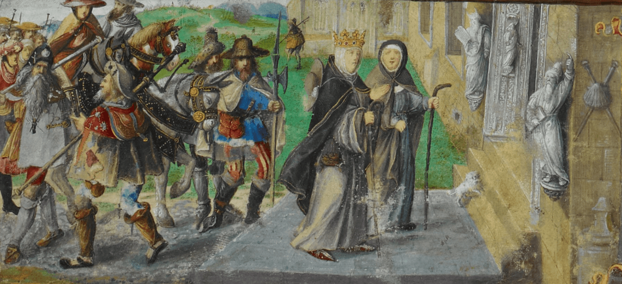 Representación de una peregrinación en la Edad Media