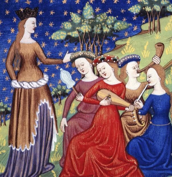 Mujeres tocando en la Edad Media