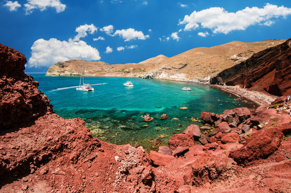 Playa Roja en Santorini