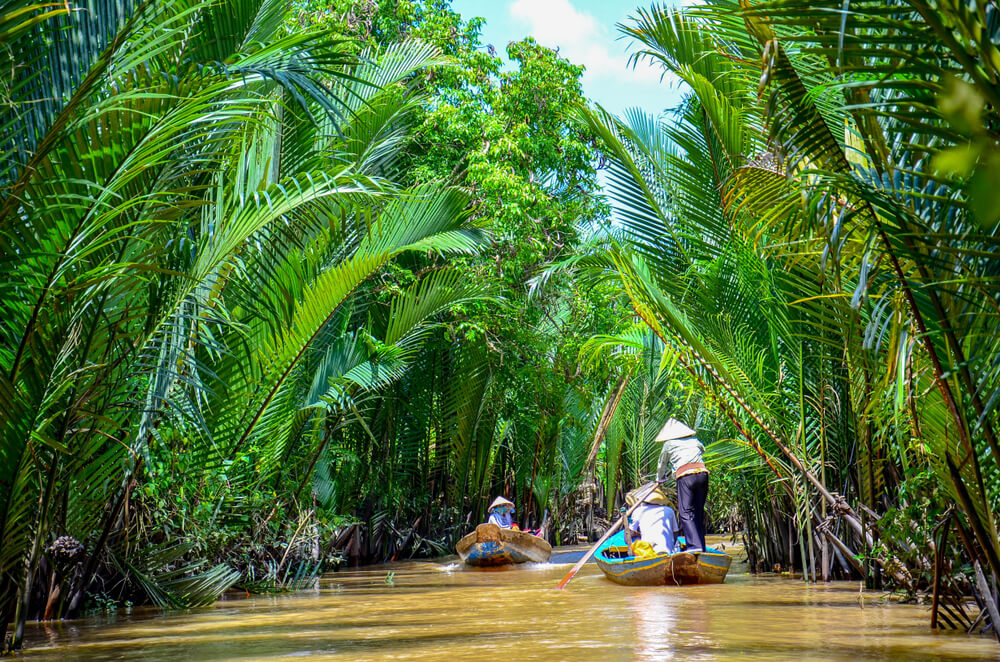 Barca en el delta del río Mekong