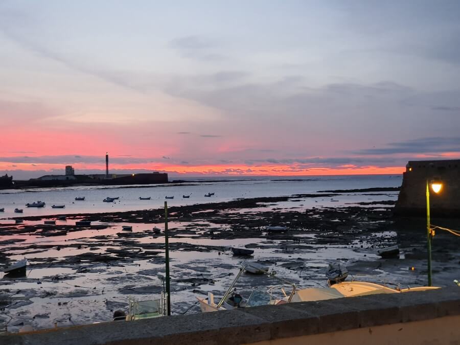 Atardecer en La Caleta en Cádiz