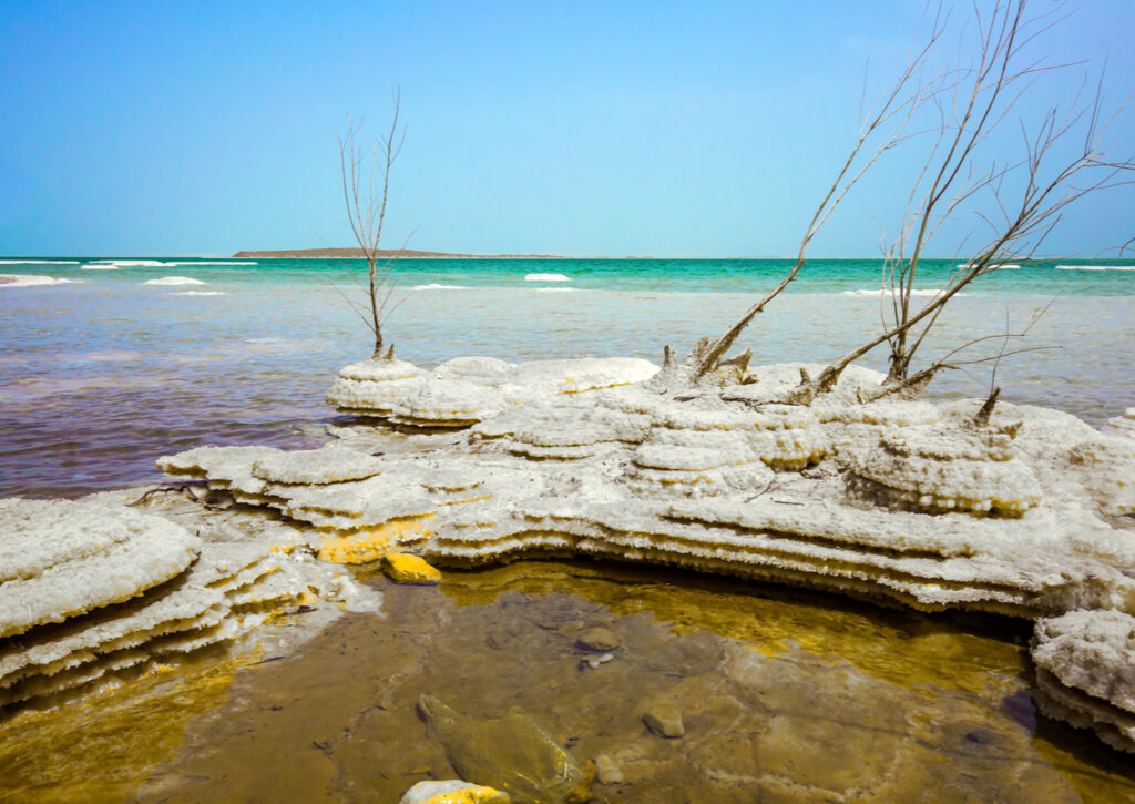 Las islas de sal en el mar Muerto representan un paisaje único.
