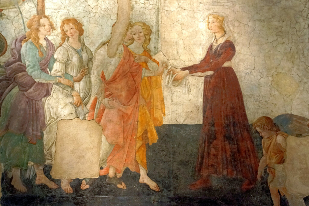 Se cree que Domenico Ghirlandaio pintó a Giovanna Tornabuoni en varias de sus obras.