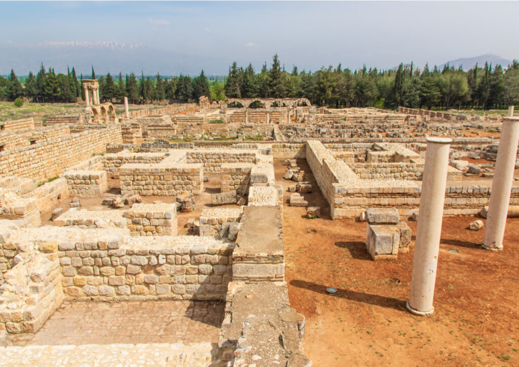 Los restos de las ruinas de Anjar, en territorio del Líbano.