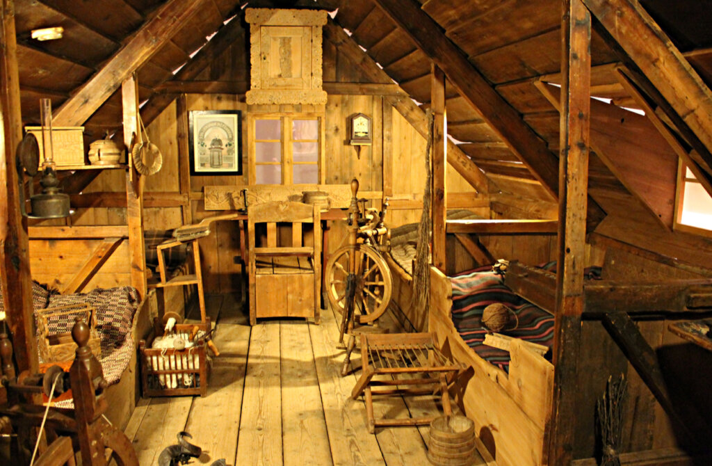 Una habituación antigua recreada en el Museo Nacional de Islandia.