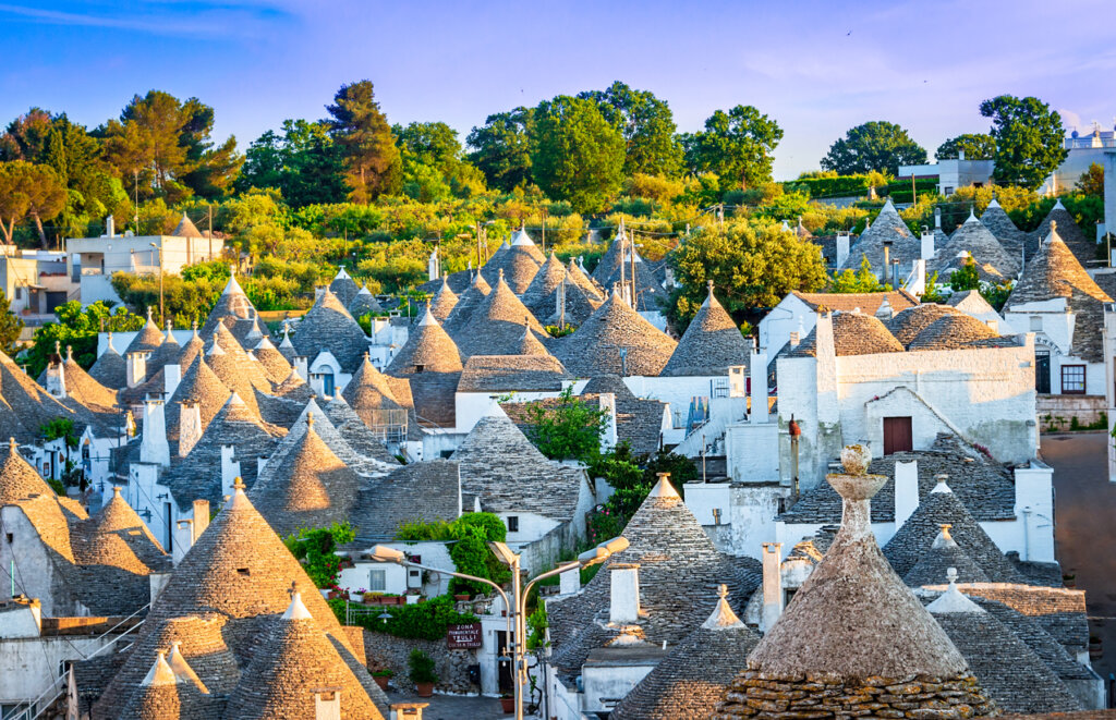 Vista panorámica de los Trulli de Alberobello.