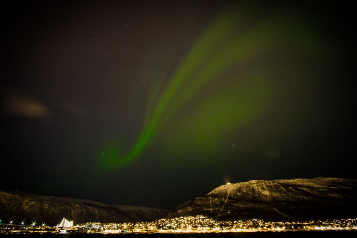 Aurora boreal en el cielo de Tromso.
